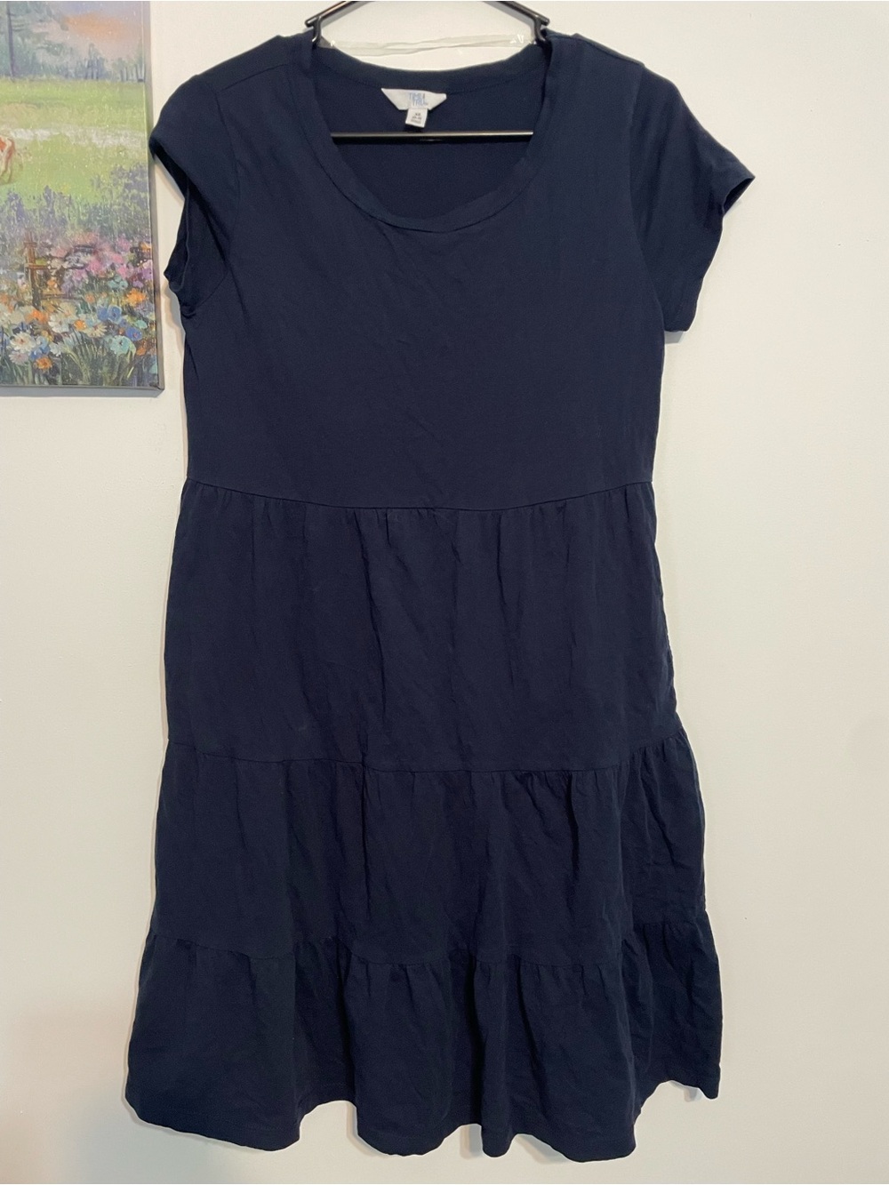 Women  Navy Crew Neck T-Shirt time and tru